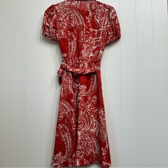 Lauren Ralph Lauren Belted Paisley Midi Shirt Dress Collared Pleated NWOT Size 4 - Picture 7 of 16
